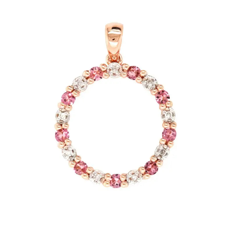 9 Carat Rose Gold Pink Tourmaline and Diamond Pendant