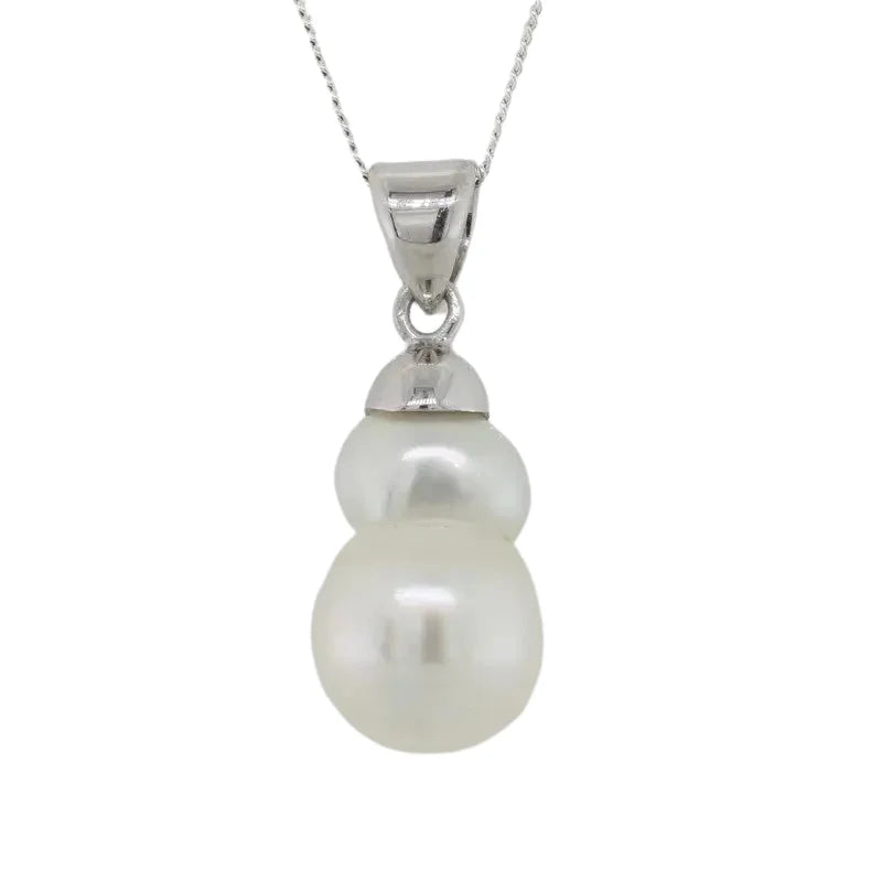 9 Carat White Gold 10mm AA South Sea Double Baroque Pearl