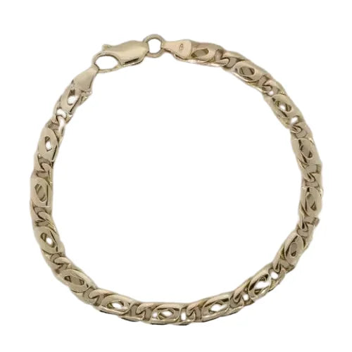 9 Carat Yellow Gold 21cm Handmade Fancy Link Bracelet 17.3