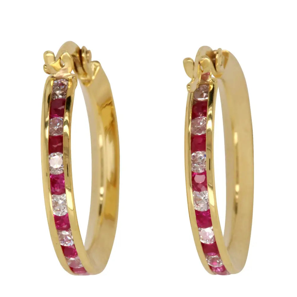 9 Carat Yellow Gold Cubic Zirconia Alternating White and Red