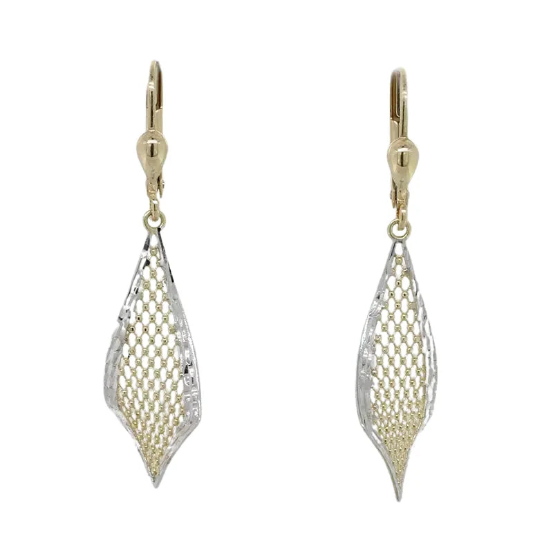 9 Carat Yellow Gold Kite Shape Diamond Cut Drop Earrings