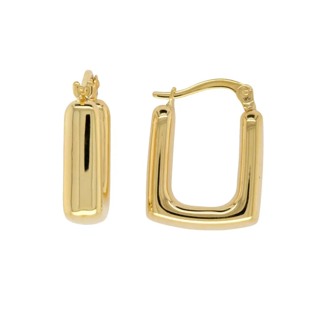9 Carat Yellow Gold Silver Bonded Square Hoop Earrings