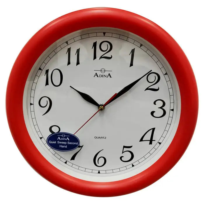 Adina Red Plastic Wall Clock 300mm Plain Dial Seaspray