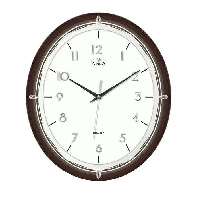 Adina Silver & Bronze Coloured Trim Oval Plastic Wall Clock