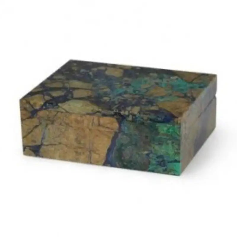 Azurite Hinged Lined Gembox Rectangle 100mm x 80mm x 40mm