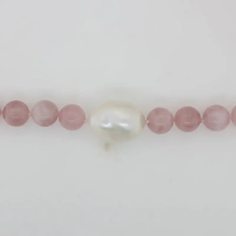 Rose Quartz (10mm) South Sea Pearls and Nucleated Freshwater Pearl Necklet 43cm with Magnetic Clasp