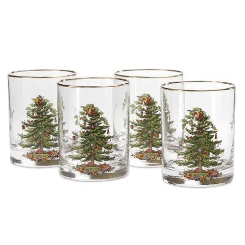 Spode Christmas Tree Double Old Fashioned Tumblers (Set