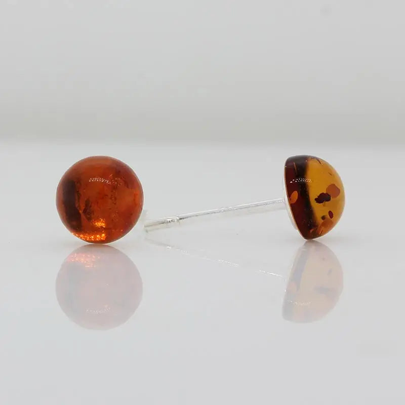 Sterling Silver Amber Round Studs 2 Seaspray Valuations &