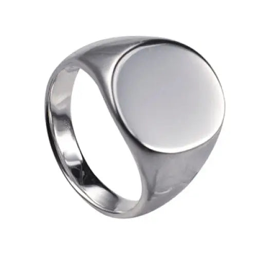 Sterling Silver Plain Large Oval Signet Ring Size V SEASPRAY