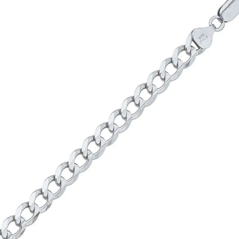 Sterling Silver Rhodium Plated Flat Concave Curb Bracelet