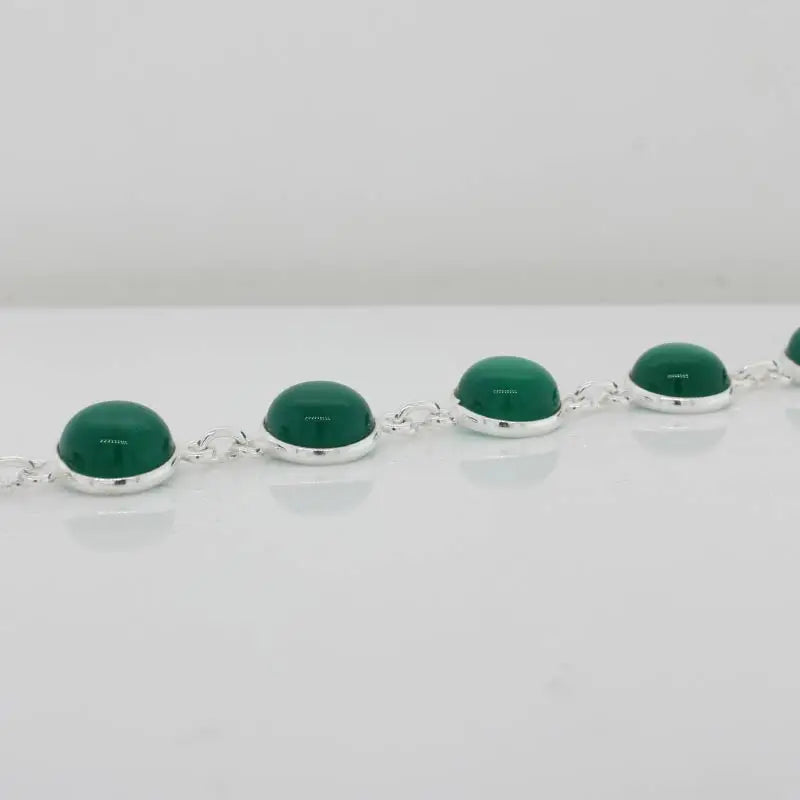 Sterling Silver Spectacle Set Ten Cabochon 9mm Round Green