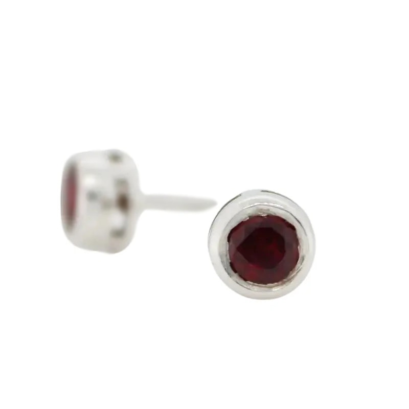 18 Carat White Gold Ruby Bezel Set Stud Earrings SEASPRAY