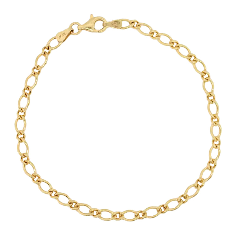 9 Carat Yellow Gold 19cm Oval Figaro 1+1 Bracelet 