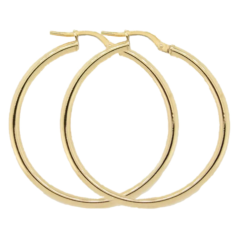 9 Carat Yellow Gold  Sterling Silver Bonded 30mm Internal Diameter Hoop Earrings