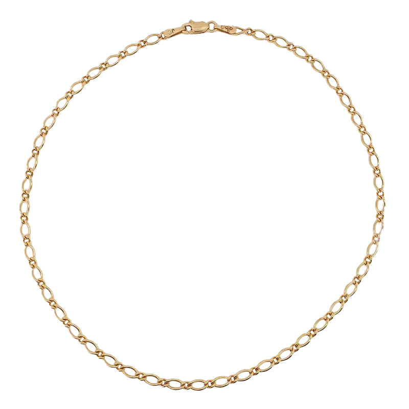 9 Carat Yellow Gold 2.78g Oval Figaro Anklet