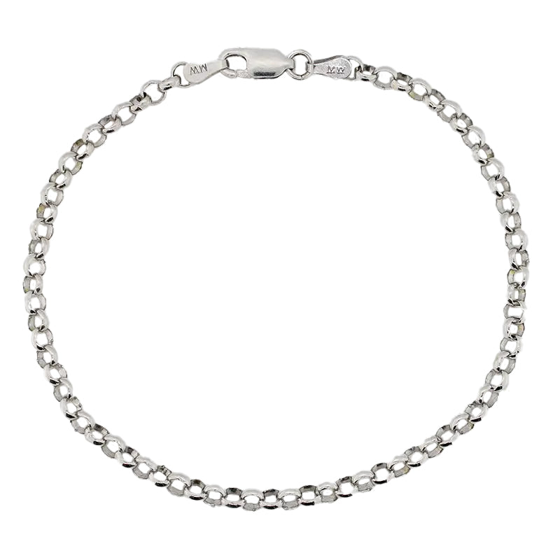 9 Carat White Gold 4.43g Belcher Bracelet, 19cm