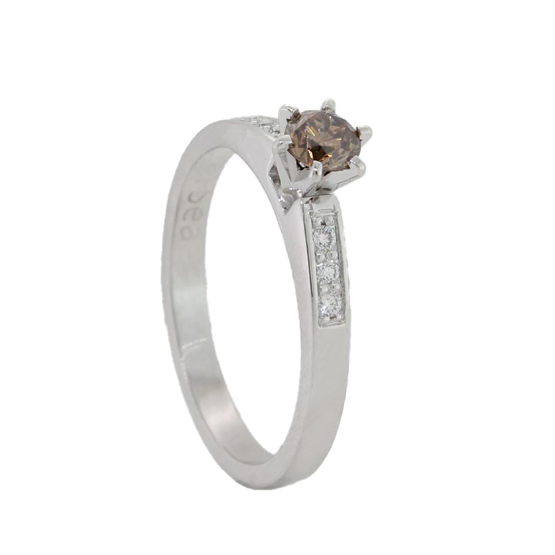 9 Carat White Gold 0.31ct Cognac Diamond Engagement Ring