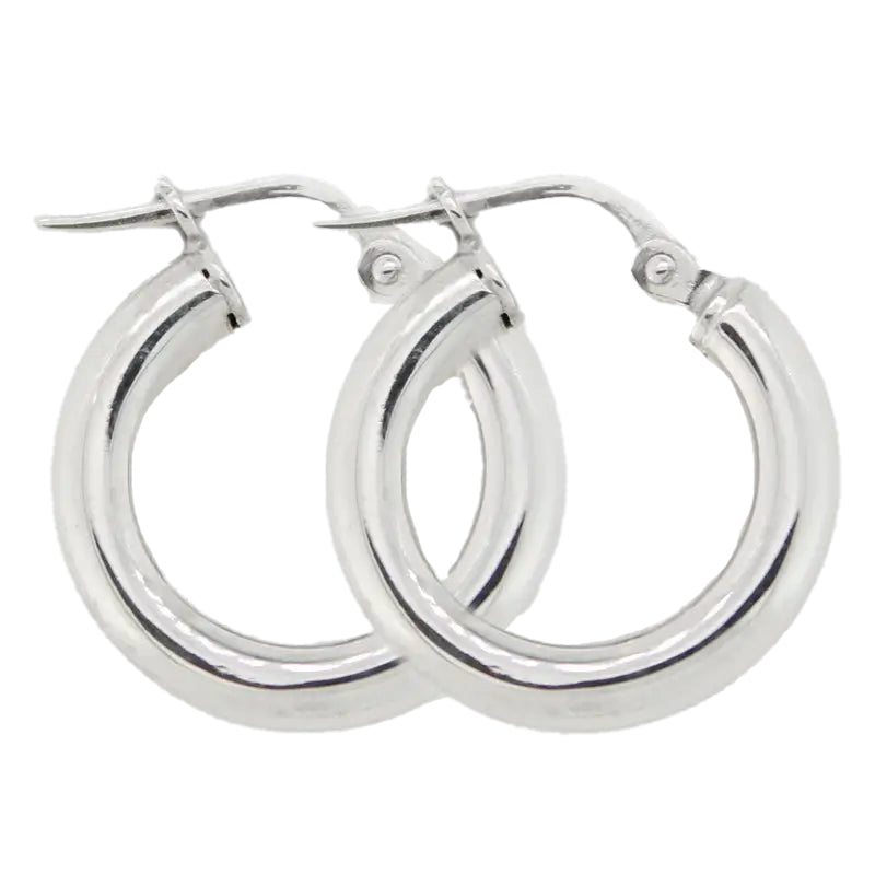 9 Carat White Gold Italian Hoop Earrings