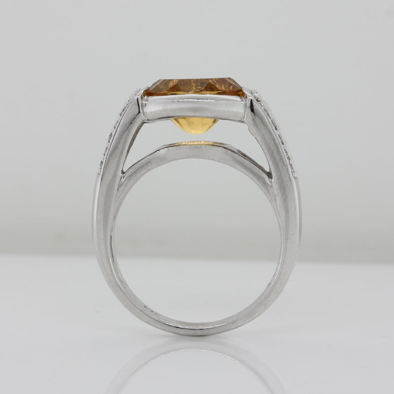 9 Carat White Gold Citrine & Diamond Dress Ring 