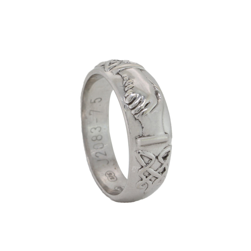 9 Carat White Gold Clasped Hands Ring (Fede Ring)