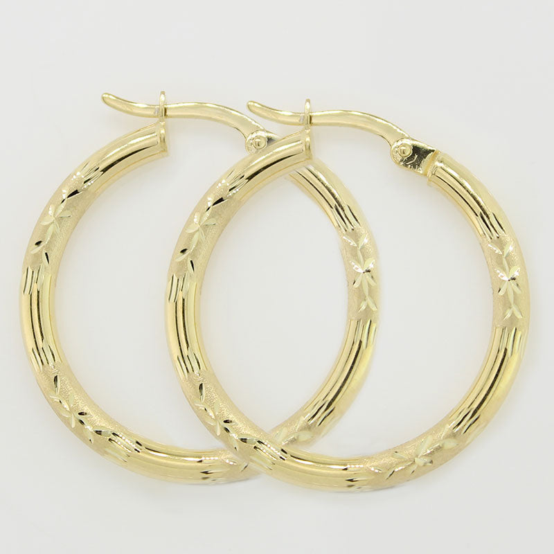 9 carat Yellow Gold  Silver Bonded Hoop Earrings