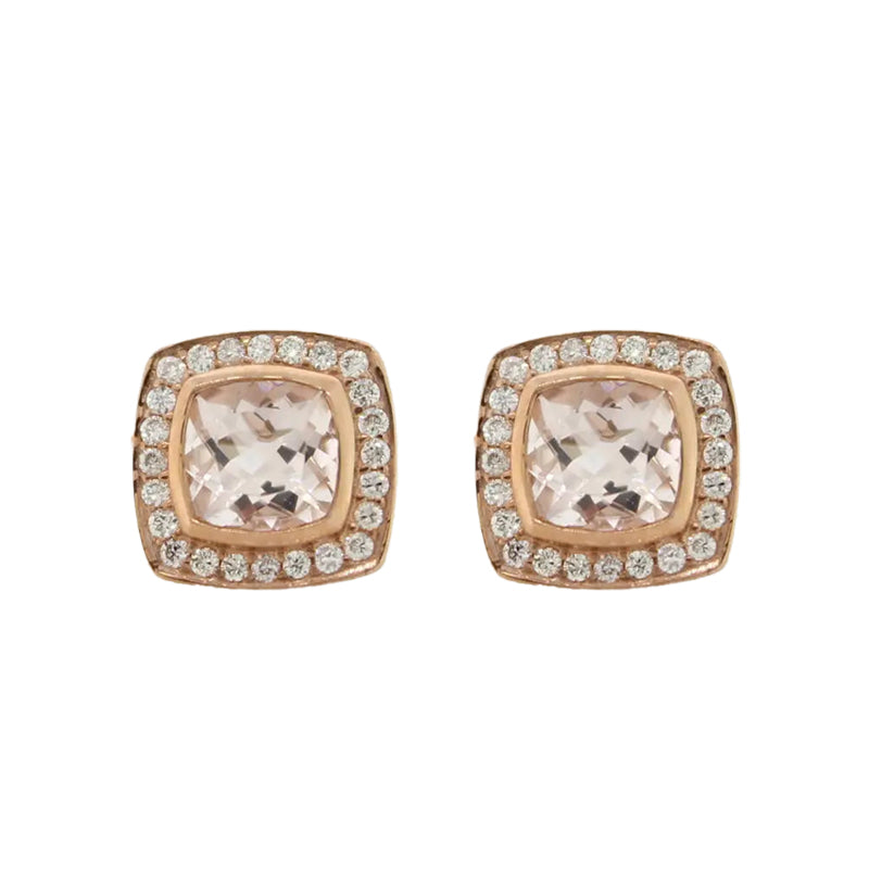 9 carat Rose Gold Morganite & Dia Stud Earrings