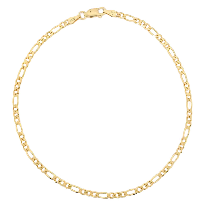 9 Carat Yellow Gold 3.96g Diamond Cut Figaro Anklet