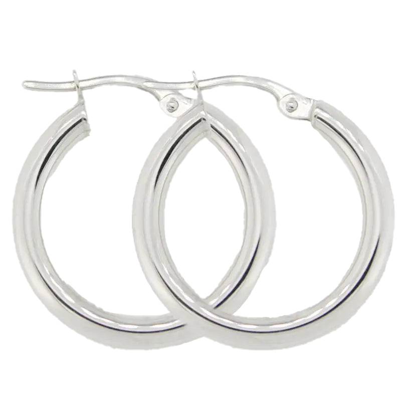 9 carat White Gold 15mm Hoop Earring