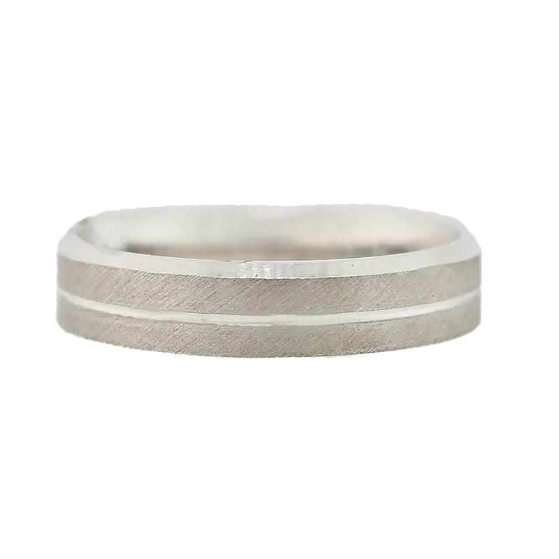 Sterling Silver Satin Finish Ring w. Bevelled Edges Size Y