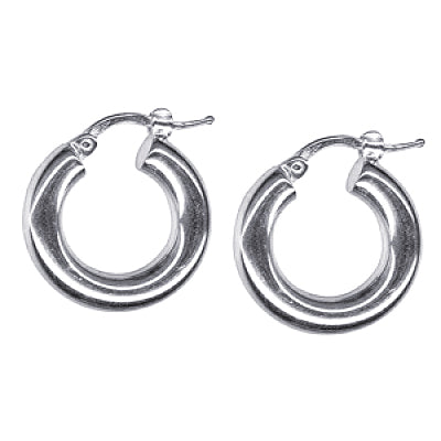 9 carat White Gold Italian Plain Hoop Earrings