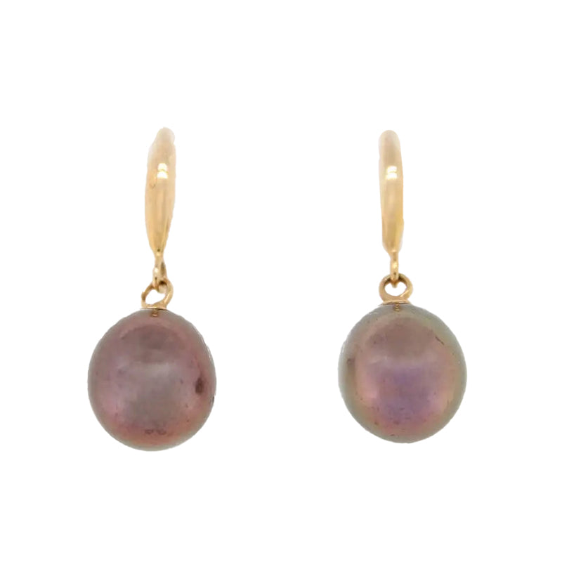 9 Carat Yellow Gold Dyed Fresh Water Pearl Drop Earrings