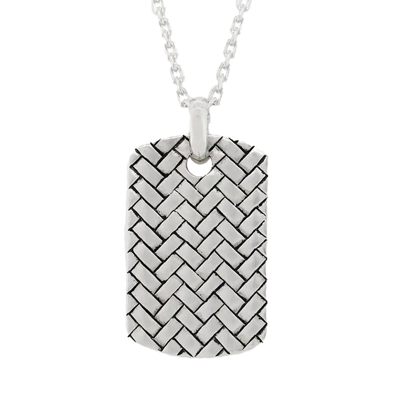 Cudworth Sterling Silver  Weave Dog Tag