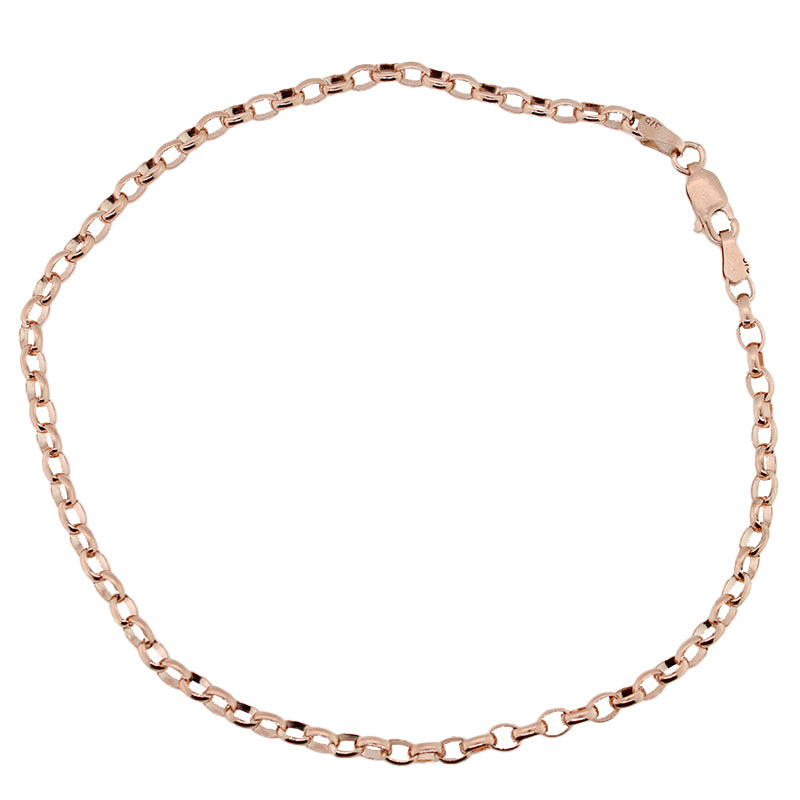 9 Carat Rose Gold Oval Belcher Anklet, 4.61 Grams