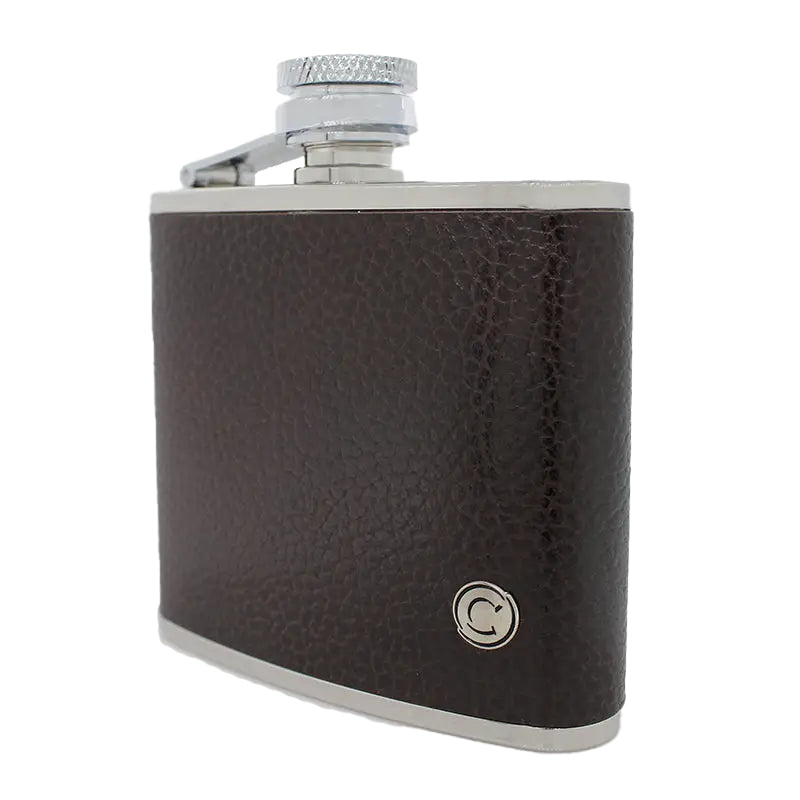 Cudworth 4oz Brown Leather Stainless Steel Flask