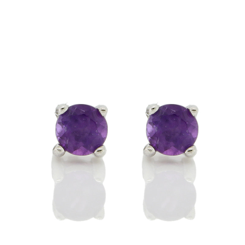 Sterling Silver 4mm Amethyst Stud Earrings