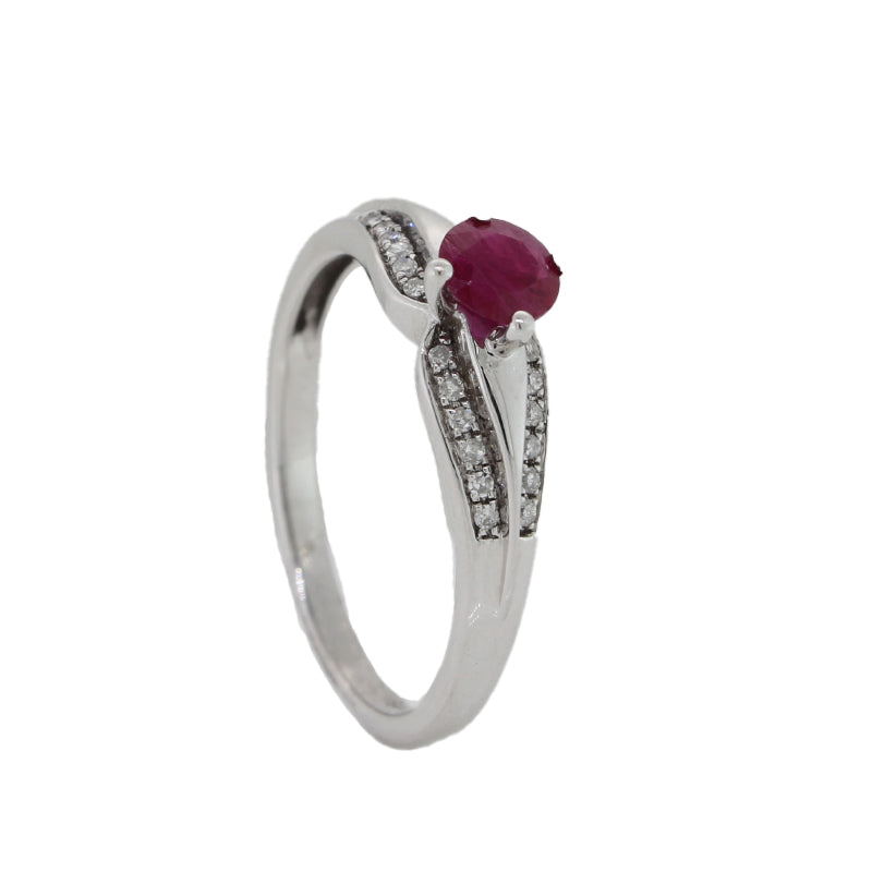 9 Carat White Gold Ruby & Diamond TDW.094C Ring