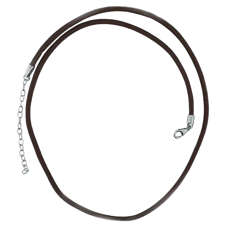 3mm Brown Leather Necklace w. 6cm Extension 42cm