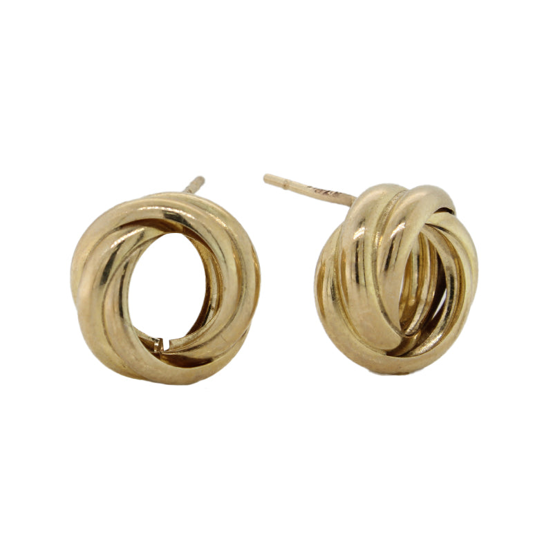 9 carat Yellow Gold Two Strand Knot Stud Earrings