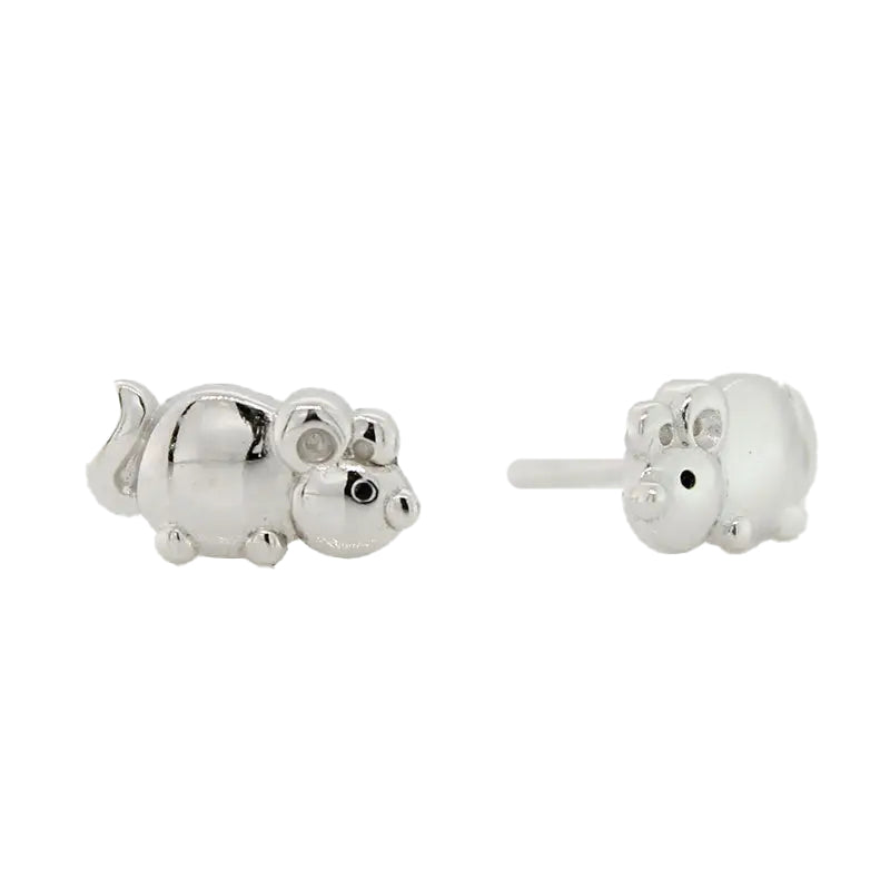 Sterling Silver Mouse Stud Earrings