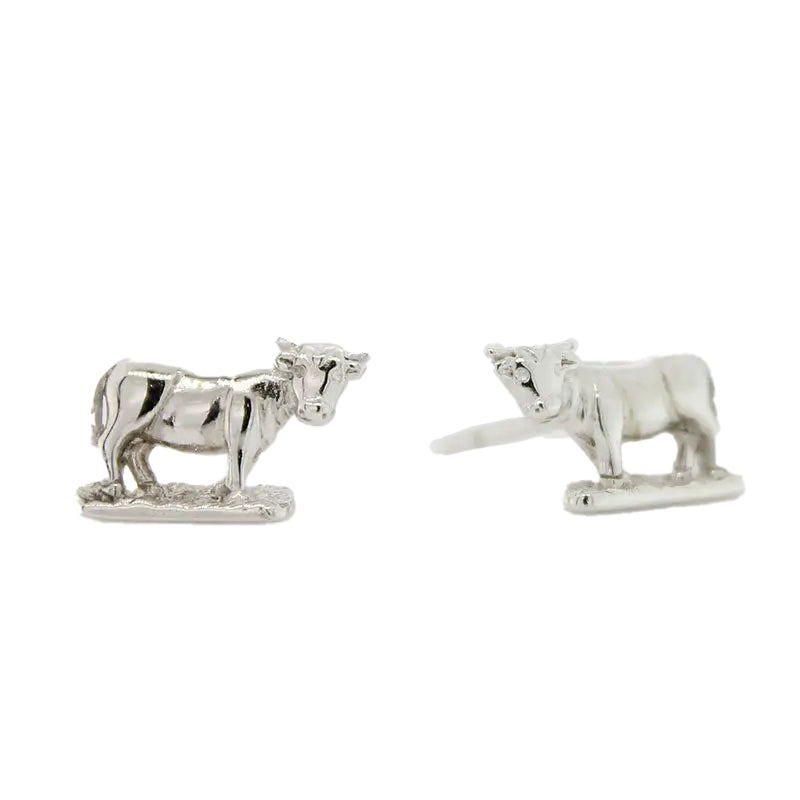 Sterling Silver Cow Stud Earrings