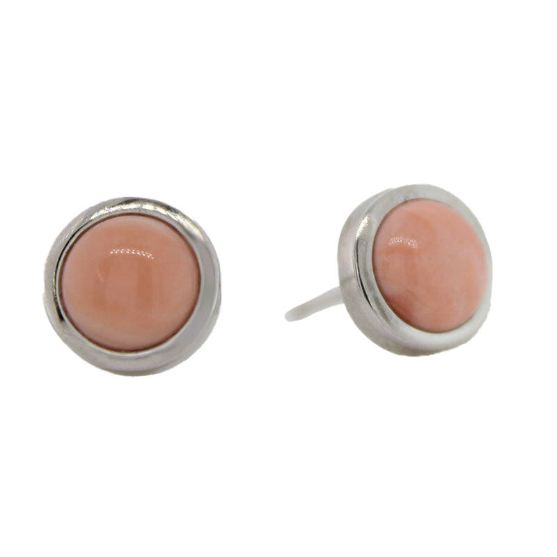 Sterling Silver 7mm Coral Round Stud Earrings