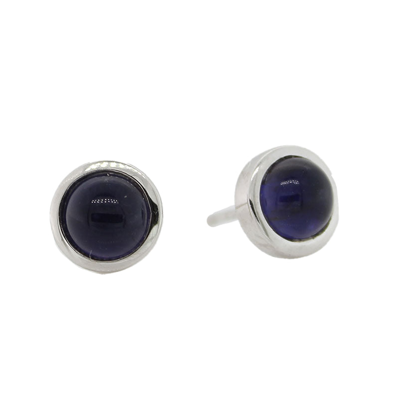 Sterling Silver 6mm Iolite Round Stud Earrings