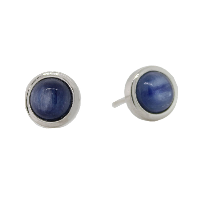 Sterling Silver 6mm Kyanite Round Stud Earrings