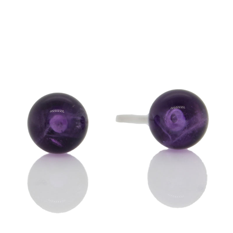 Sterling Silver 6mm Amethyst Ball Stud Earrings