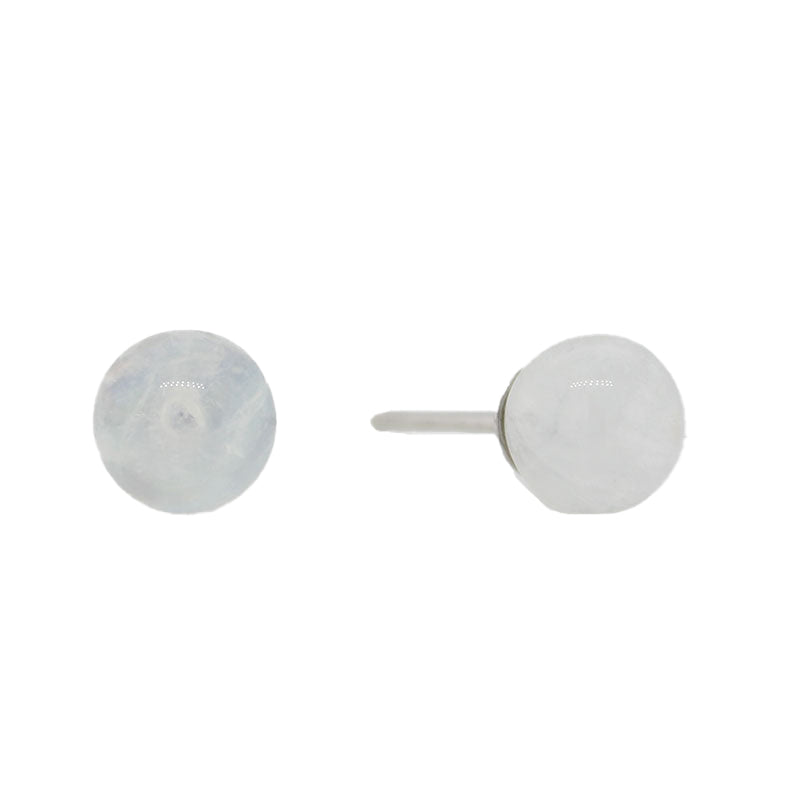 Sterling Silver 6mm Moonstone Ball Stud Earrings