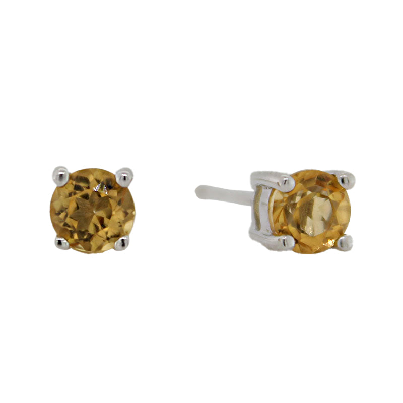 Sterling Silver 4mm Citrine Stud Earrings