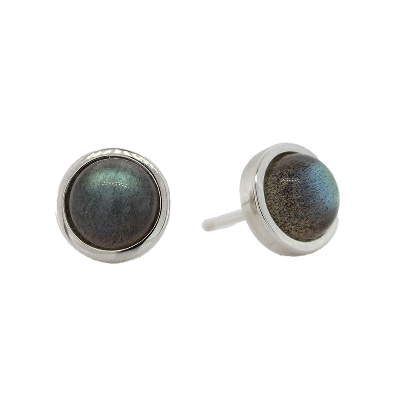 Sterling Silver 8mm Labradorite Round Stud Earrings