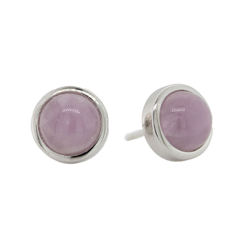 Sterling Silver 8mm Kunzite Round Stud Earrings