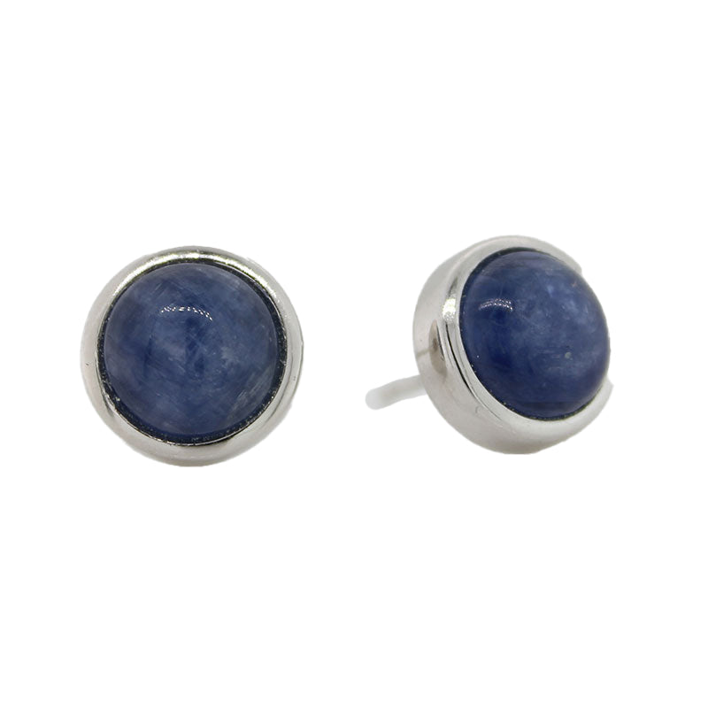 Sterling Silver 8mm Kyanite Round Stud Earrings