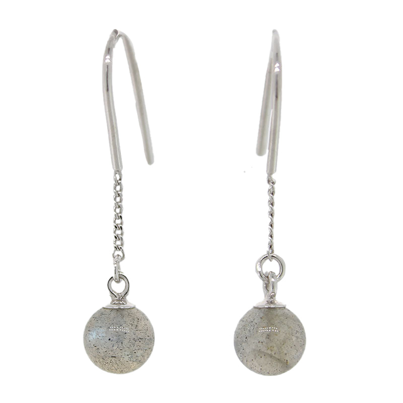 Sterling Silver 6mm Labradorite Ball Drop Earrings